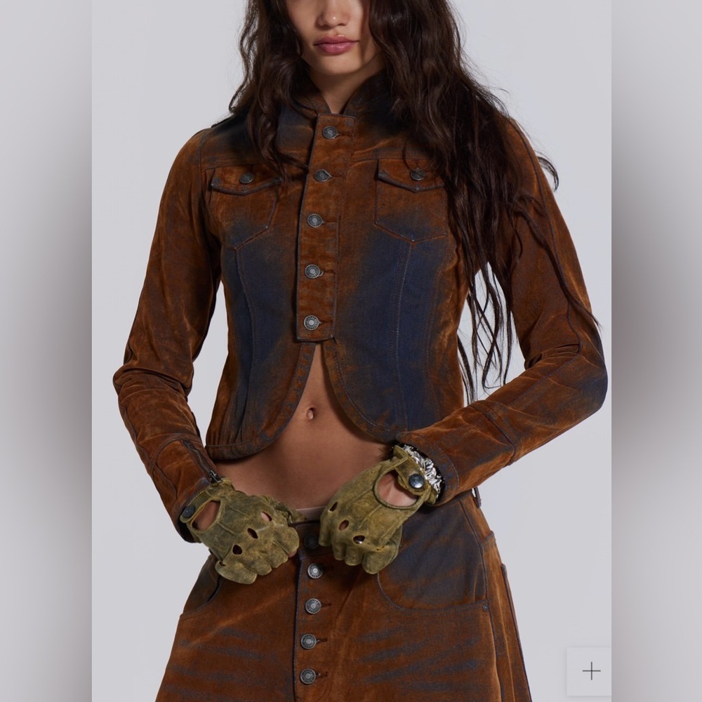 Jaded London, burnout Jean set • jacket (2) & Pant (w24)  brown ,